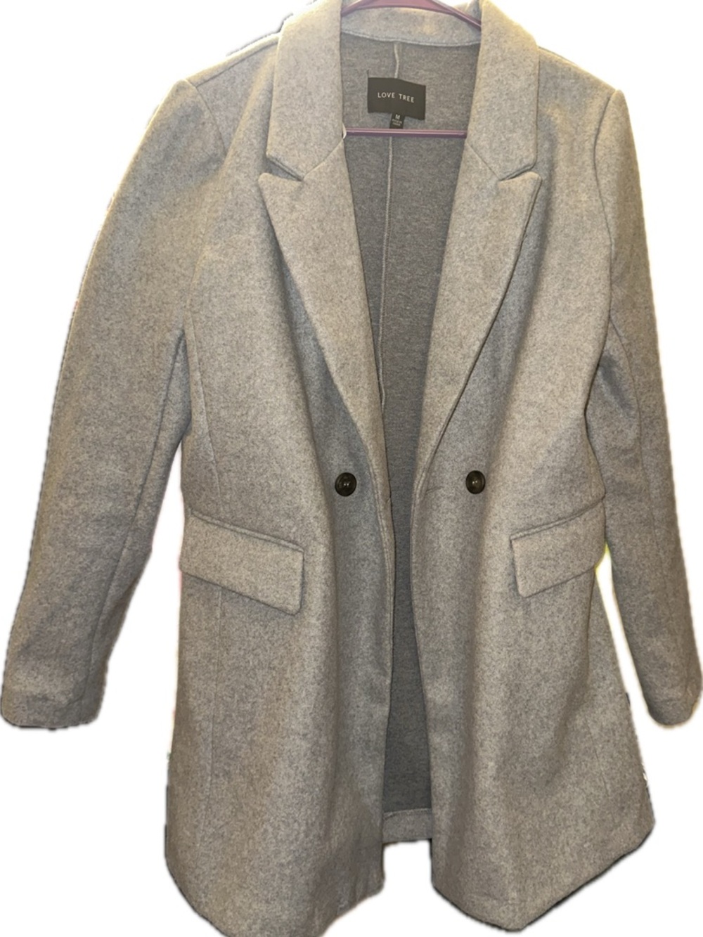 Love Tree Women's Gray faux wool Blazer Coat